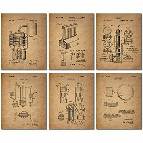 Whiskey Patent Wall Art Prints - Set Of 6 Vintage Whisky Photos