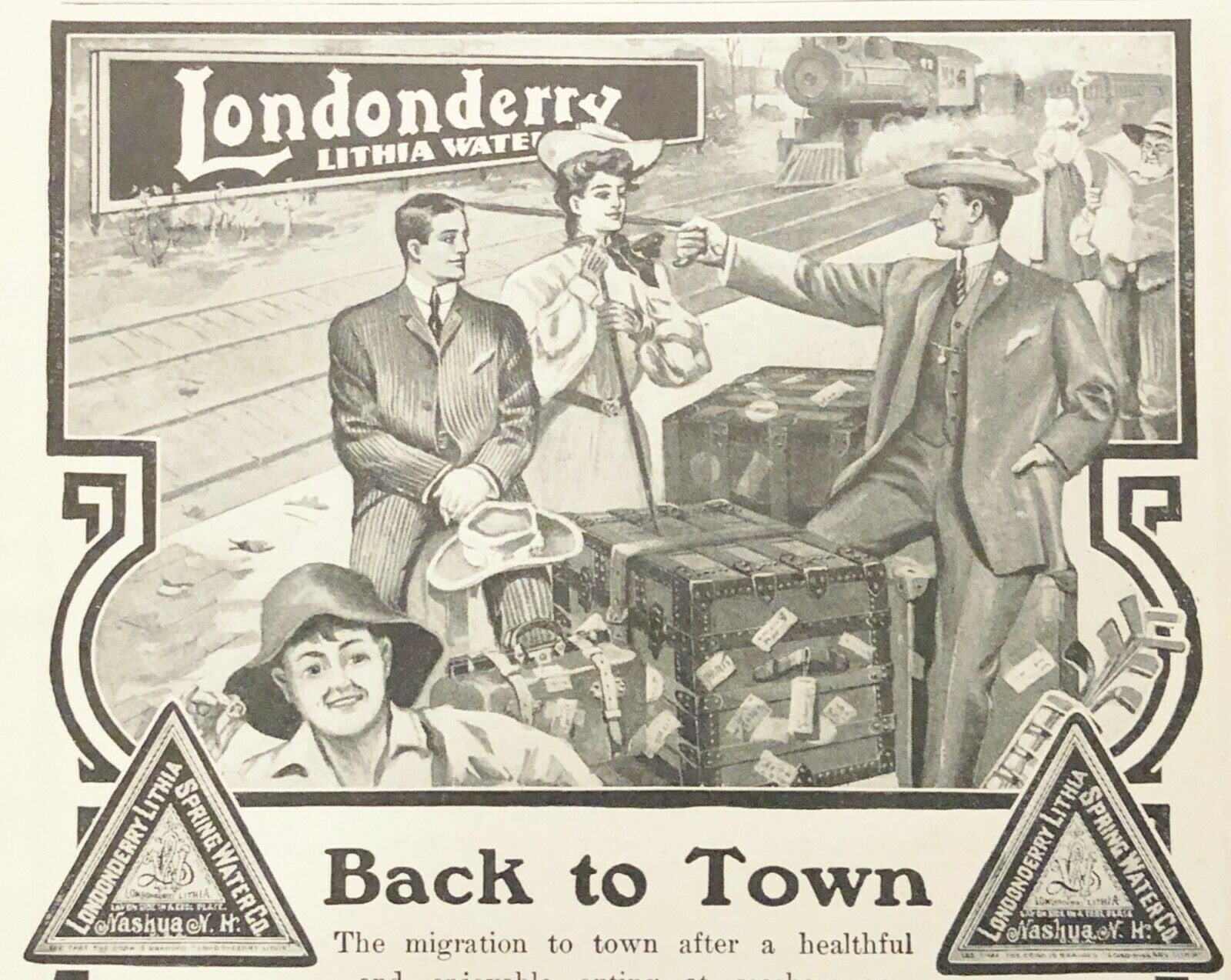 1906 Londonderry Lithia Spring Water Nashua,nh Vtg Print Ad~upper Class Quackery