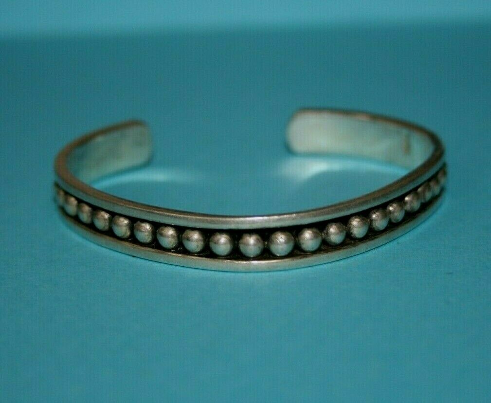 Sterling Silver Designer Bangle Bracelet  With Bead Accents     [120gcm]