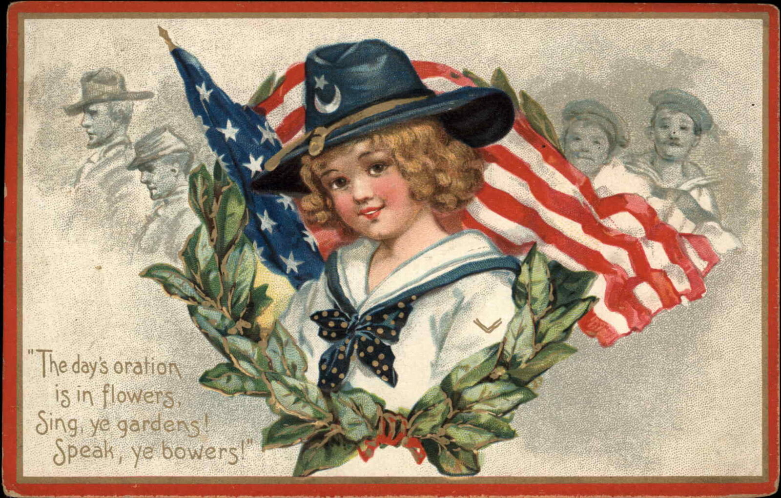 Tuck Decoration Day #173 Little Girl Civil War Hat C1910 Postcard
