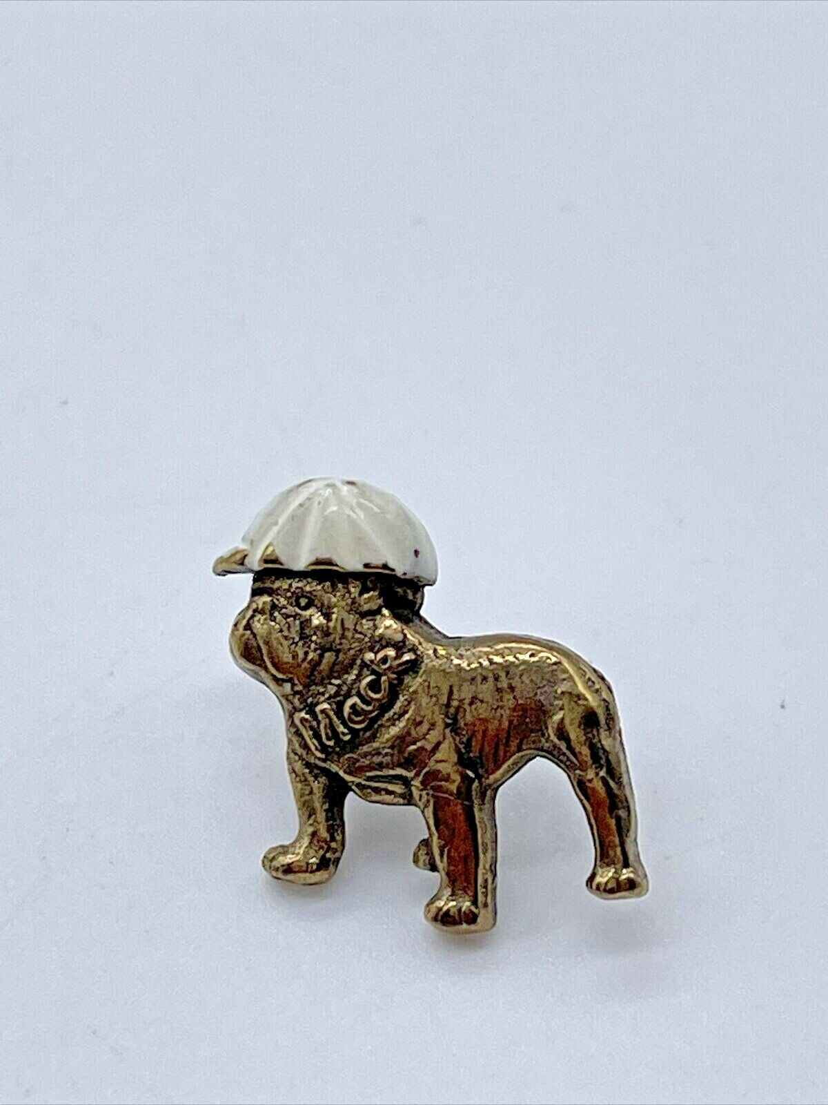 Vintage Mack Truck Bulldog Pin With Construction Enamel White Hat - Gold Tone