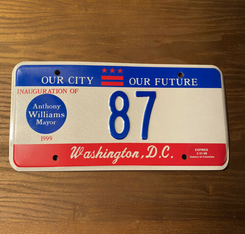 Washington D.c. Anthony Williams Inauguration License Plate 1999