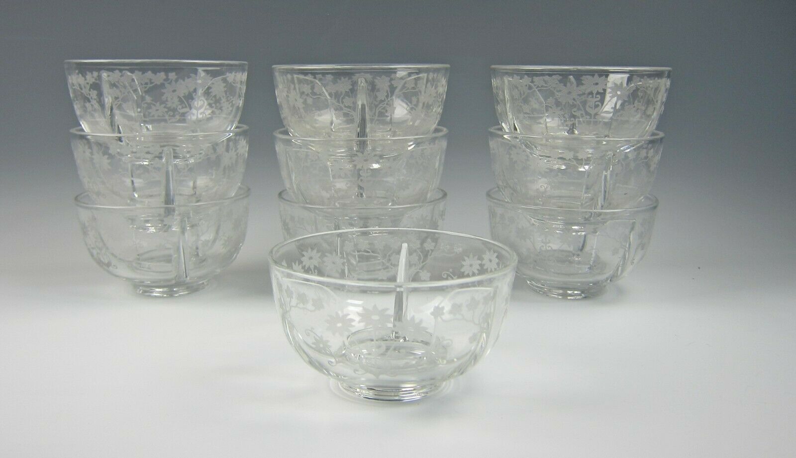 Lot Of 10 Fostoria Crystal Manor Ice Dishes