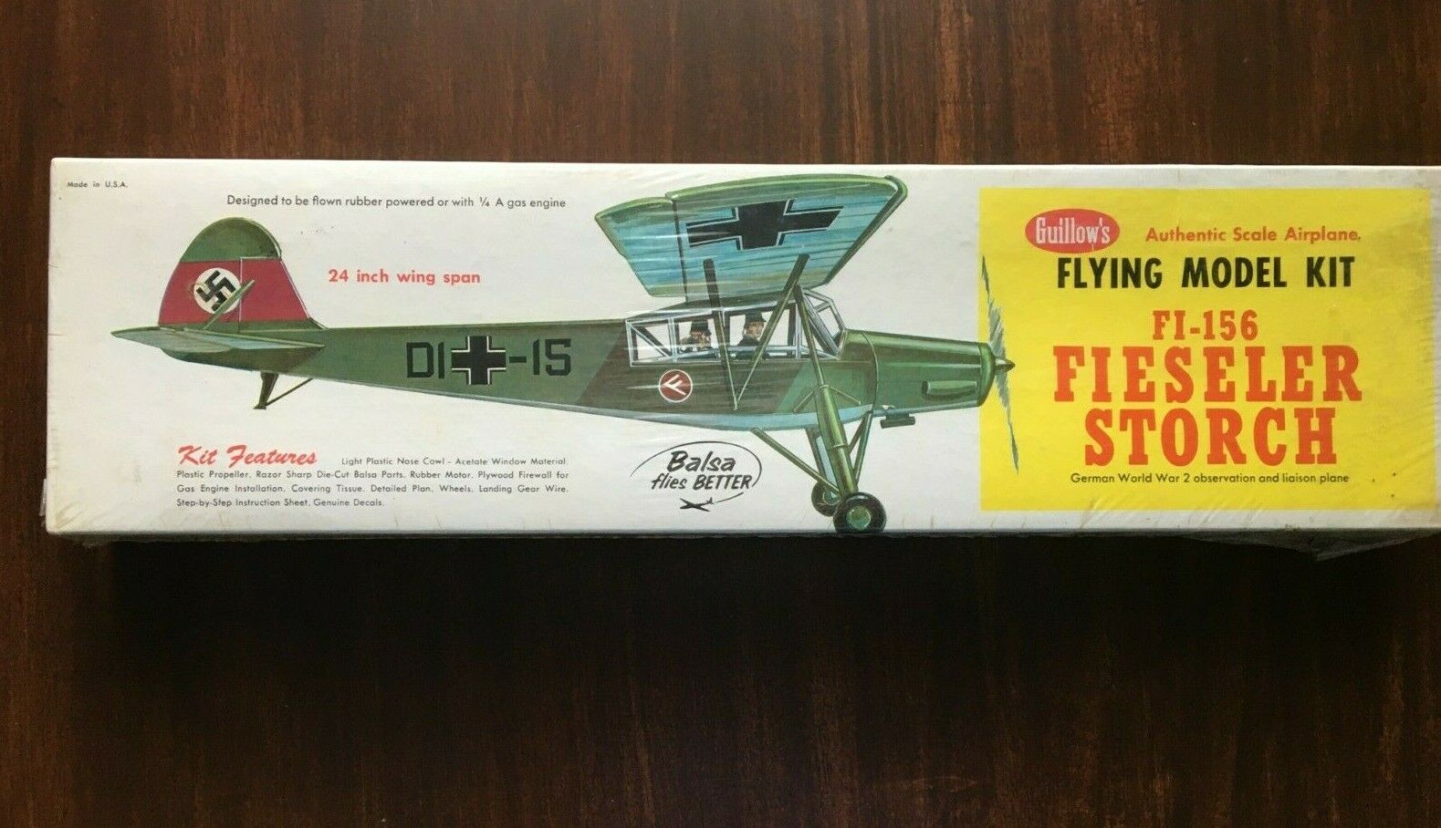 Factory Sealed 24" Wingspan Fieseler Storch Flying Scale Model Airplane Kit Nib