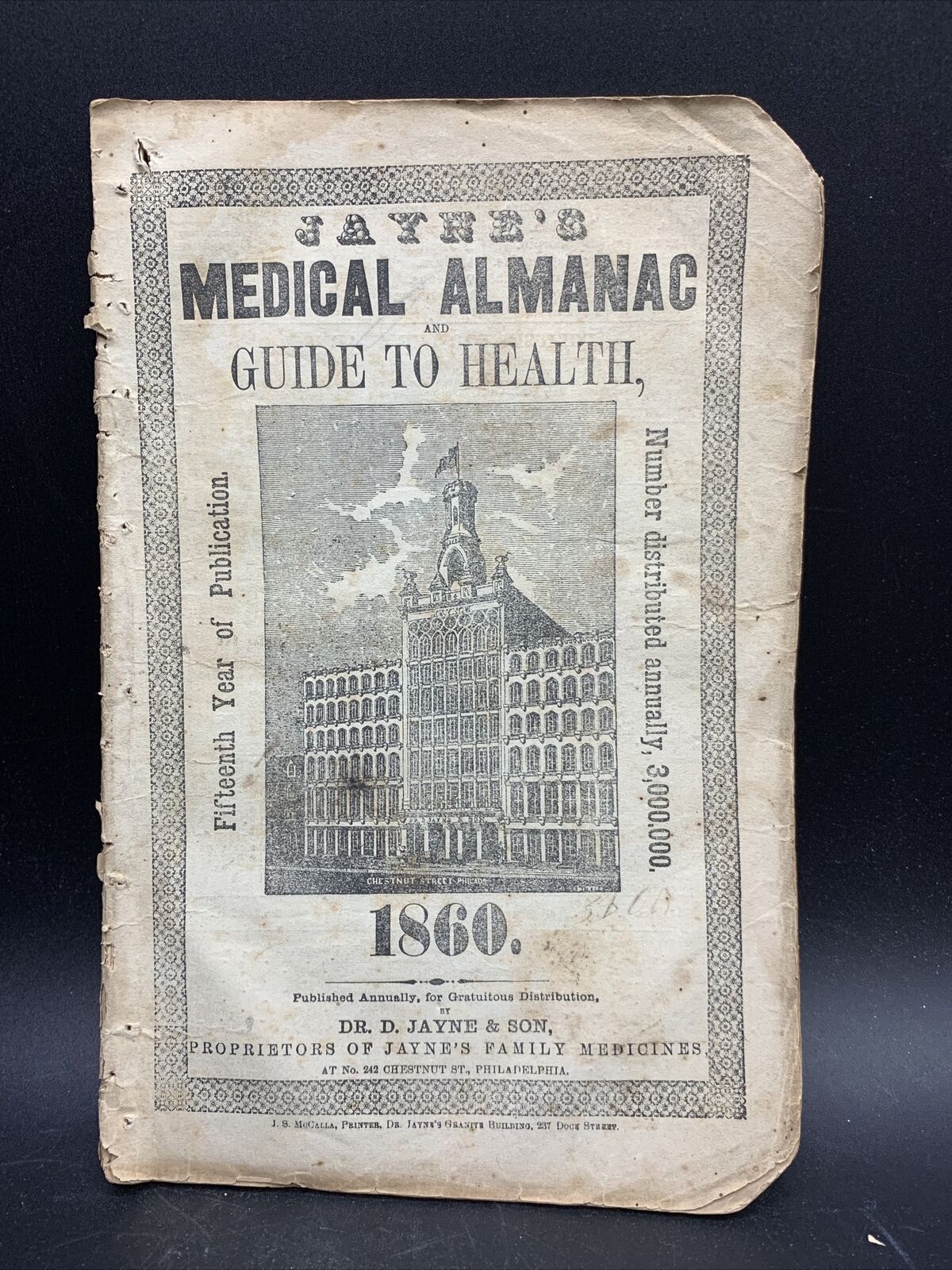 1860 Jaynes Medical Almanac Health Guide Dr Jayne Philadelphia