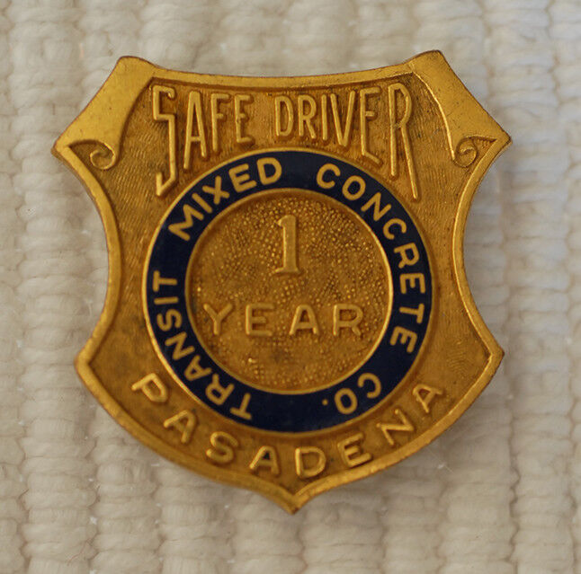 Transit Mixed Concrete Co. 1 Year Safe Driver Badge 1.25" Long; Nice