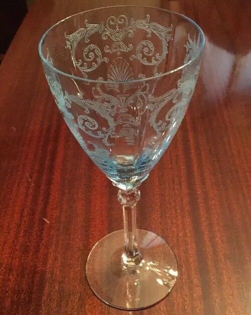 Vintage Fostoria Versailles Azure Blue Water Goblet 8 1/4" (a