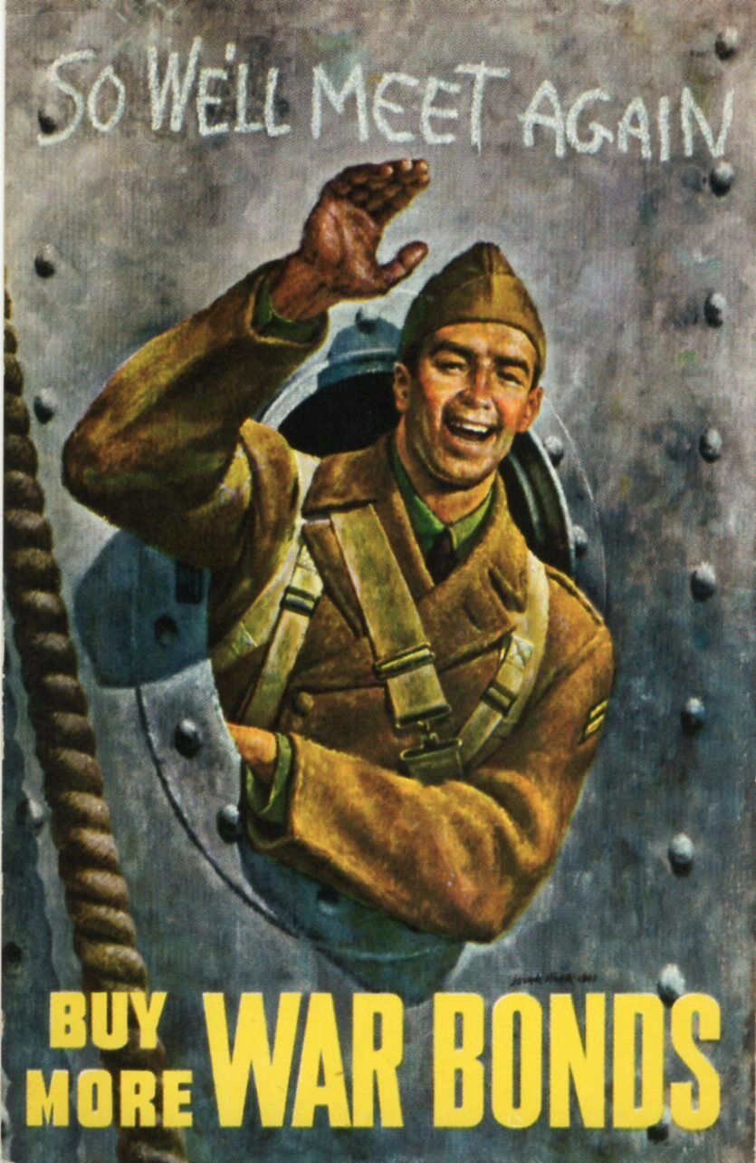 Vintage Us Military Ww2 Buy More War Bonds Postcard W/ Soldier Wwii 1940s !!!