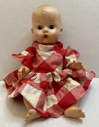 8" Vogue 1950's Baby Jimmy Ginette Baby Doll Gingham Dress Painted Eyes Vintage
