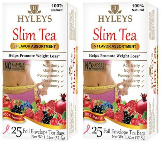 2 Packs 50bags Hyleys Slim Tea Assorty Pomegranate Acai Goji Raspberry Blueberry