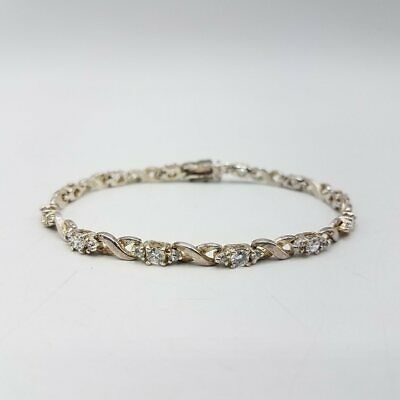 925 Sterling Silver & Glass Gemstones Formal Bracelet Jm042