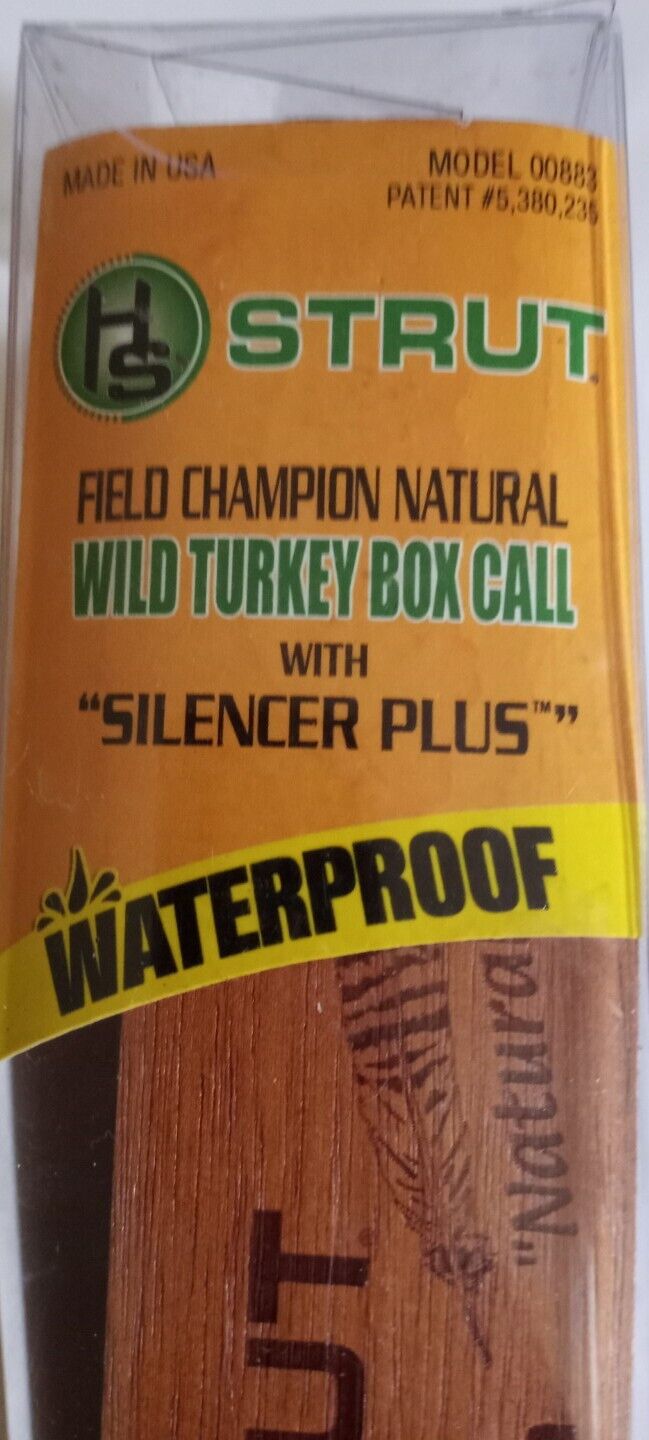 Hs Strut Field Champion Natural Wild Turkey Box Call Silencer Plus 00883 New