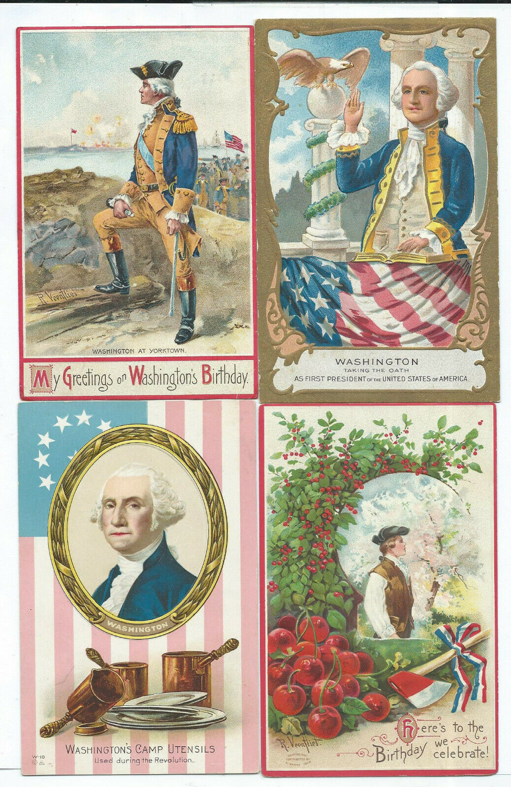 Lot Of 4 George Wshington Postcards Patriotic Political