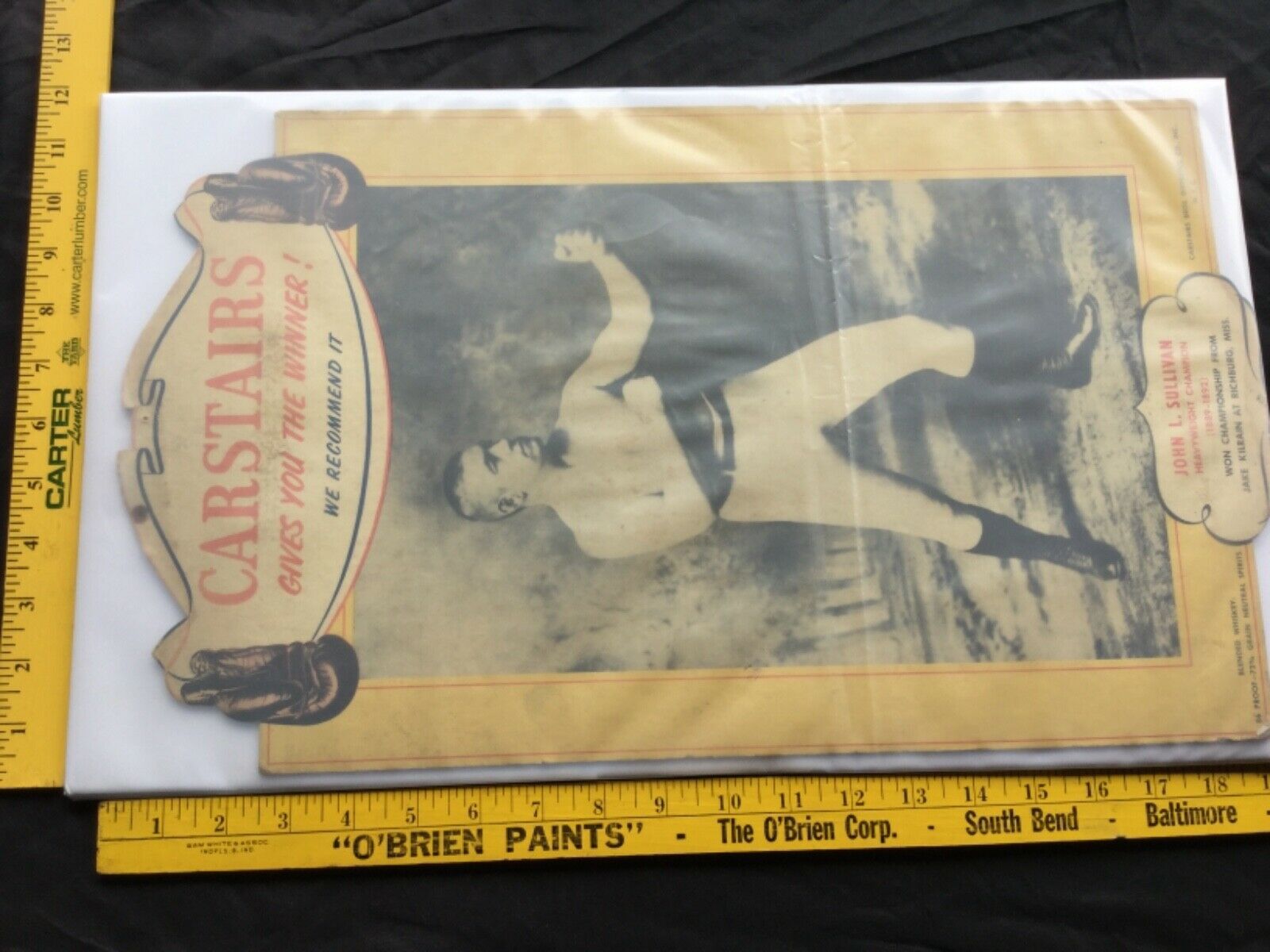 Vintage Carstairs Whiskey Ad Display John L. Sullivan Boxer Pictured On Display