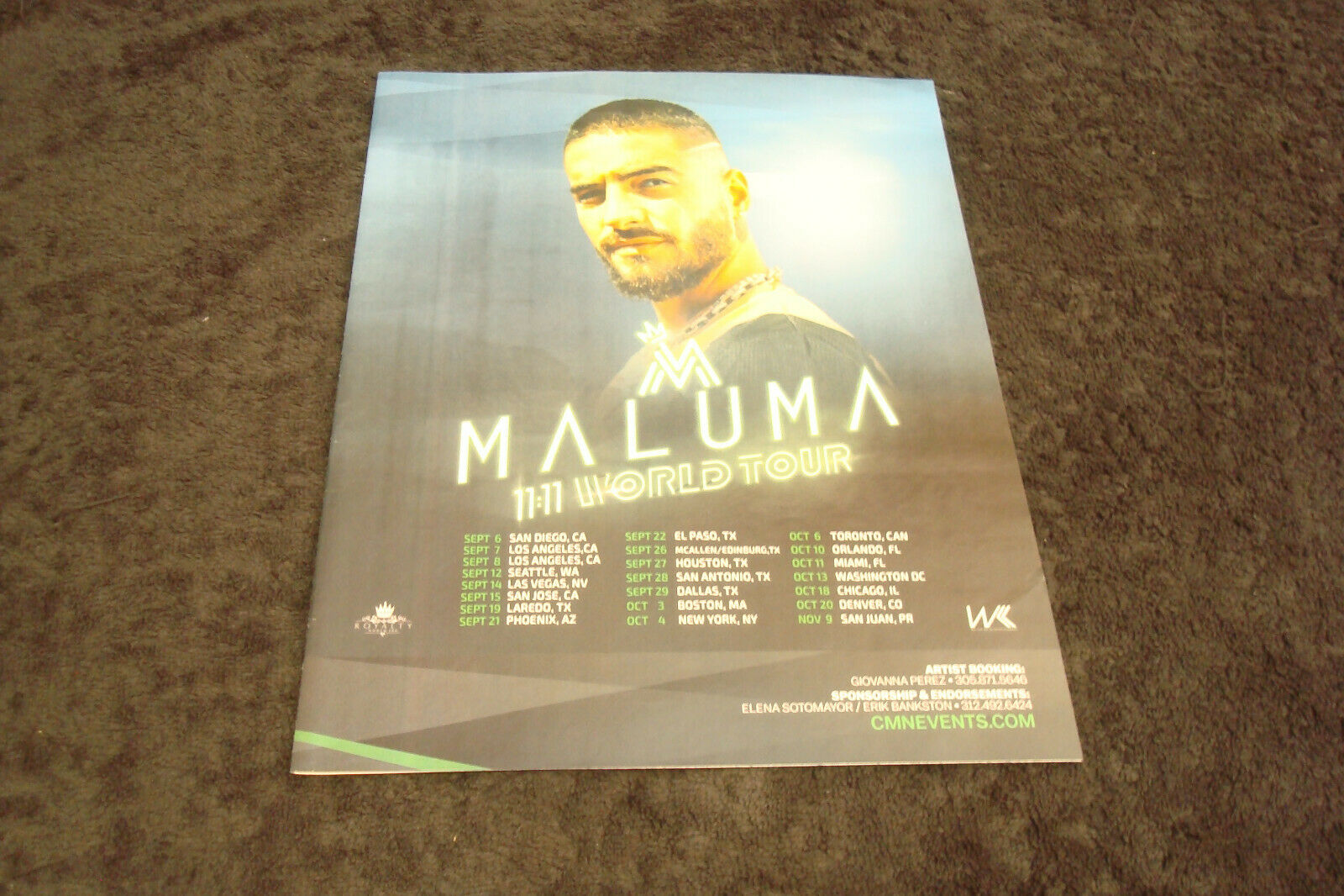 Maluma 2019 Ad For 11:11 World Tour With Dates, Cities & Becky G World Tour