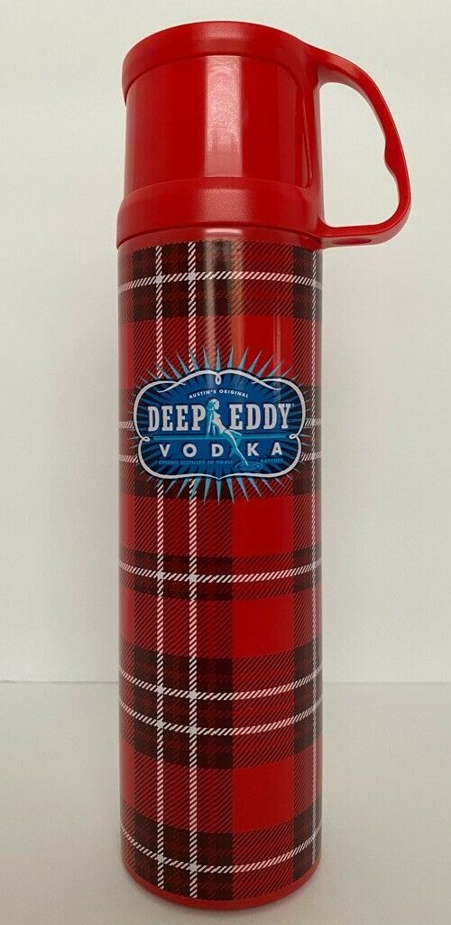 Deep Eddy Vodka Stainless Steel Red Plaid 8 Ounce Cold/hot Thermos