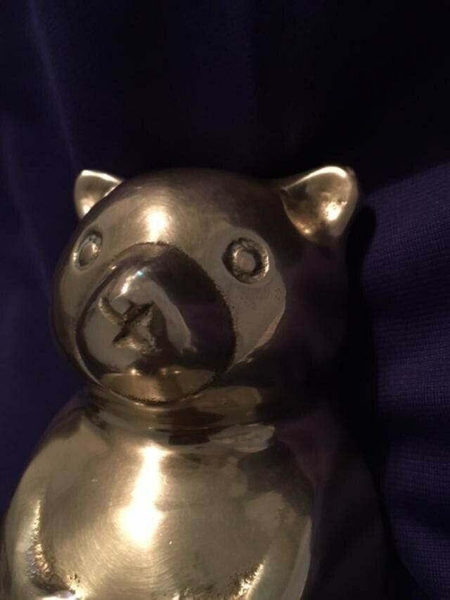 Vintage Piggy Bank Brass Bear - Solid Brass - Excellent Condition