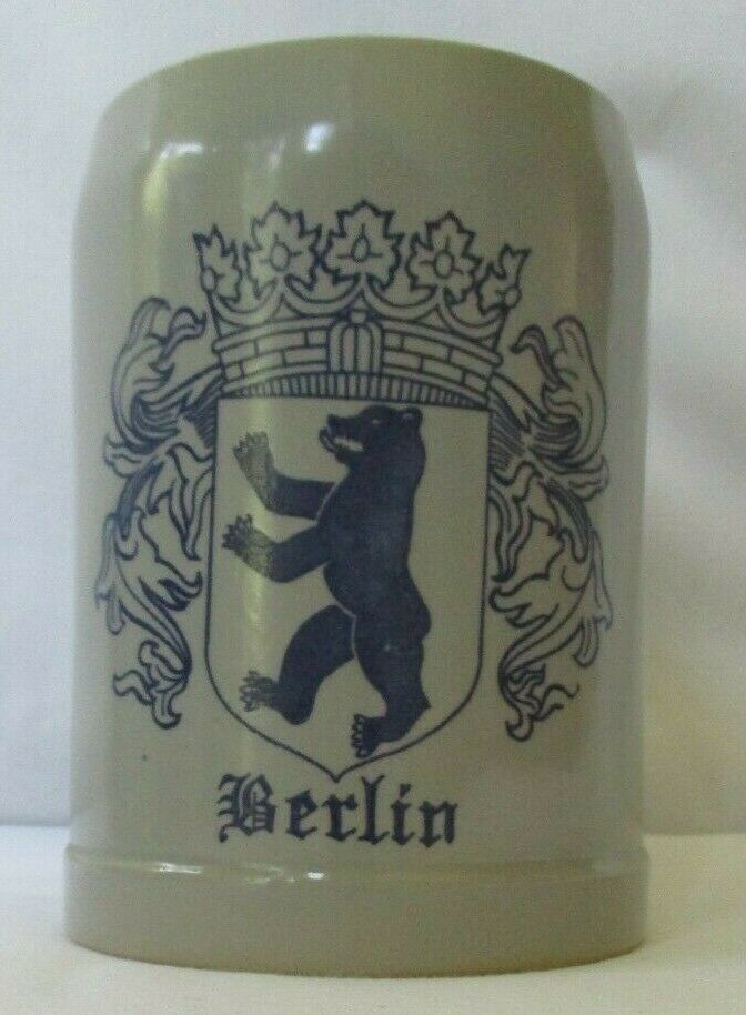 Blue & Gray German Stoneware Berlin Crest .5l Beer Stein Mug
