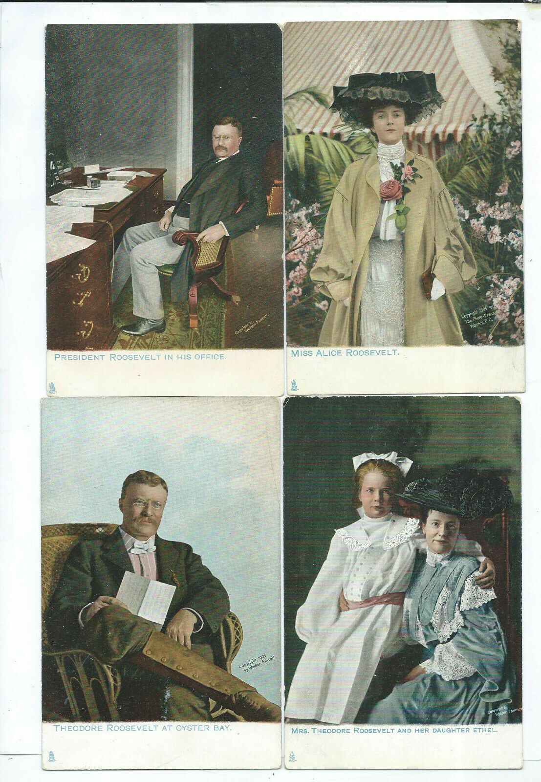 Lot Of 4 All Tuck  Postcards President Roosevelt Alice & Ethel Patriotic
