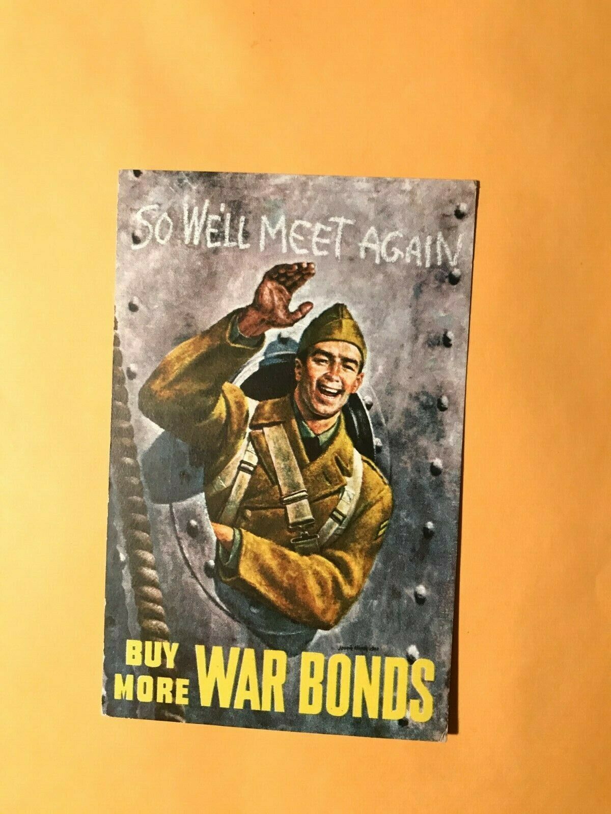Vintage Military  Patriotic Postcard Buy More War Bonds Ww Ii Soldier 12721
