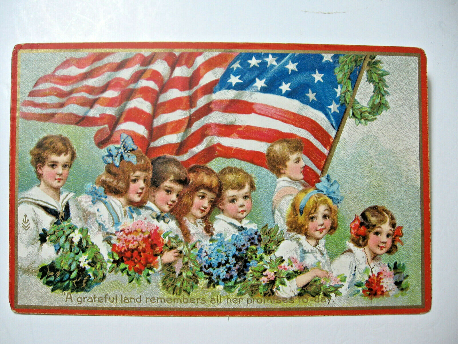 1918 Tuck's Decoration Day Message With Children Postcard