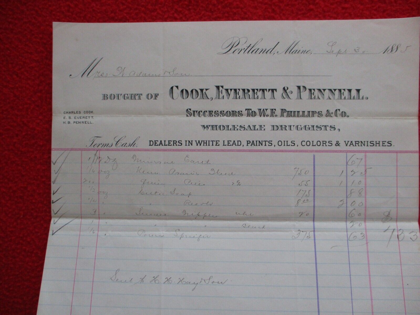 1885 Dr. Kennedy Prairie Weed Quack Medicine Price Letterhead