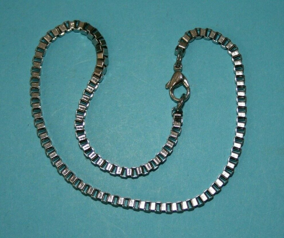 Sterling Silver Box Link Bracelet/choker  11" In Length  [080gcm]