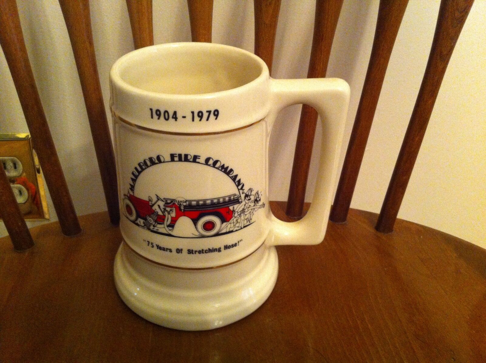 Vintage Ceramic Beer Stein Mug  Marlboro New Jersey 1979 Fire Department 75th