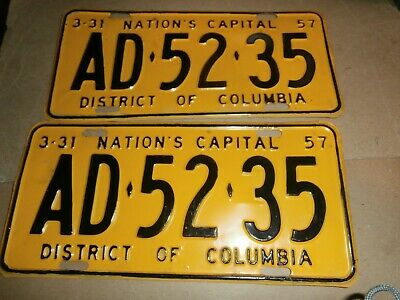 Pair Vintage 1957 License  Plates Washington Dc District Of Columbia Ad5235