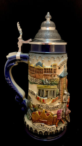 Old German Beer Stein By Willi Geck Erbach, Hand Painted Original By Armin Bay