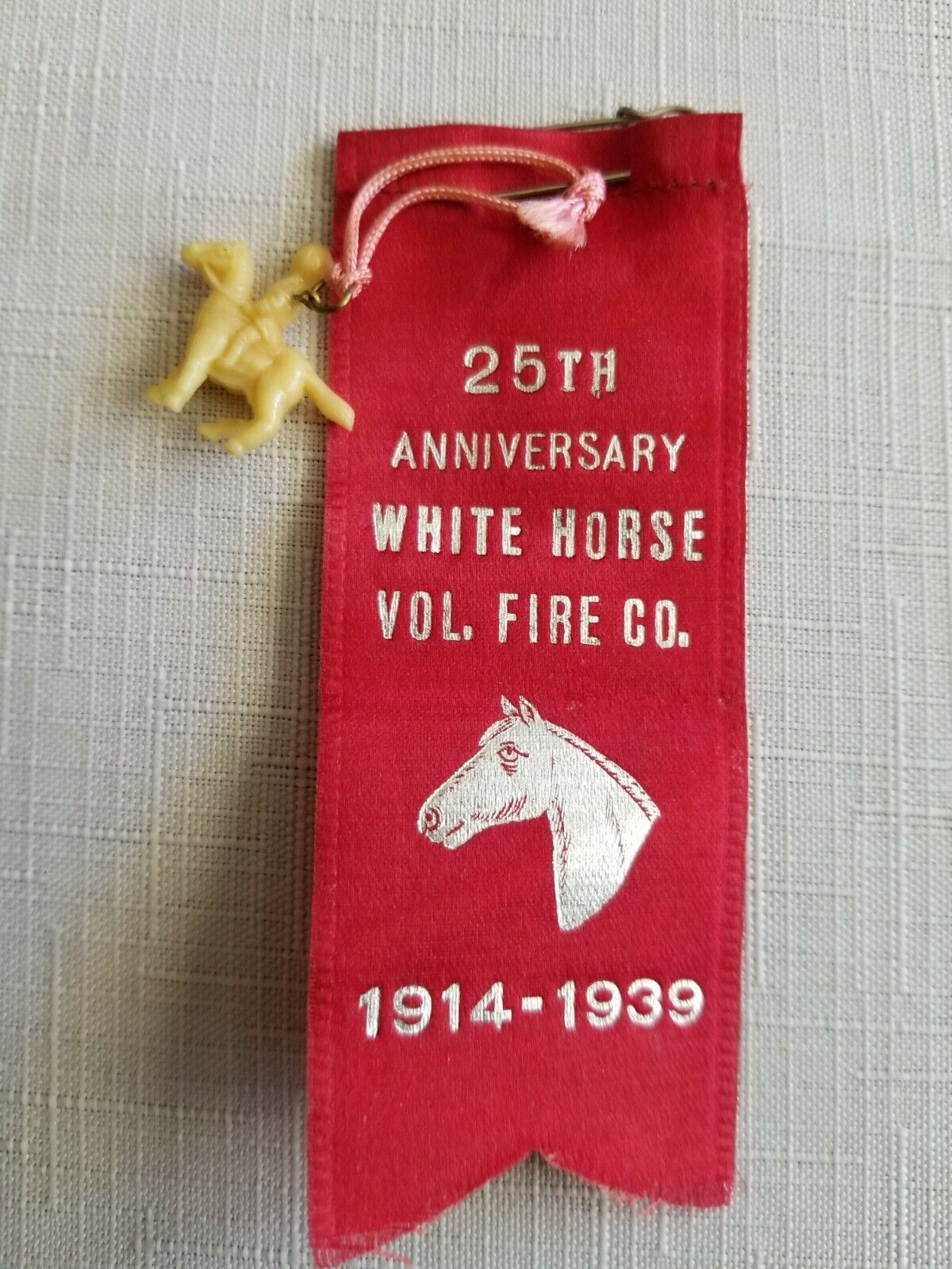25th Anniversary White Horse Vol. Fire Co. 1914-1939 Ribbon