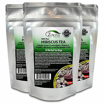 Hibiscus Tea 3-pack 90 Bags 100% Natural Premium Antioxidant Rich Tea