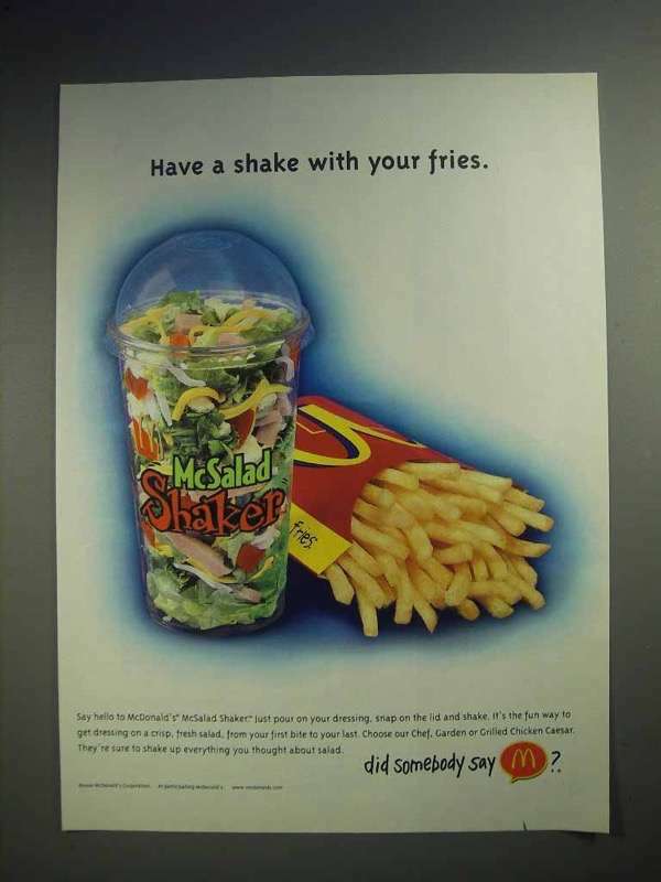 2000 Mcdonald's Mcsalad Shaker Ad - With Fries