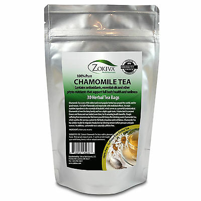 Chamomile Tea 30 Bags 100% Natural Premium Calming Tea Resealable Pouch