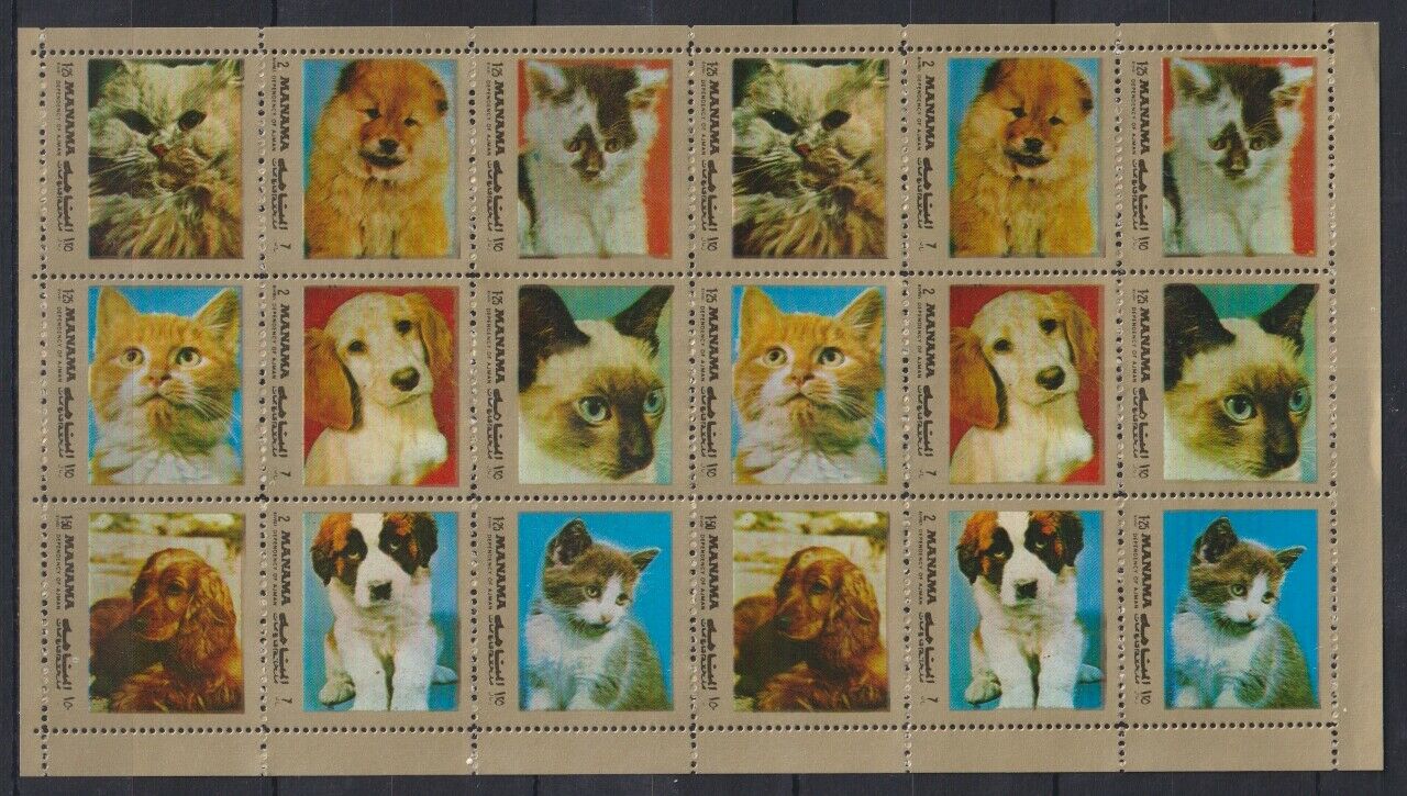 K834. Manama - Mnh - Animals - Cats - Dogs - Full Sheet