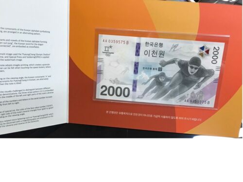 South Korea 2000 Won 2018 Winter Olympic Comm. P 58 A Unc With Folder