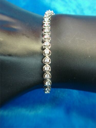 Sterling Silver Hearts Bracelet With Sparkly Czs - Pretty