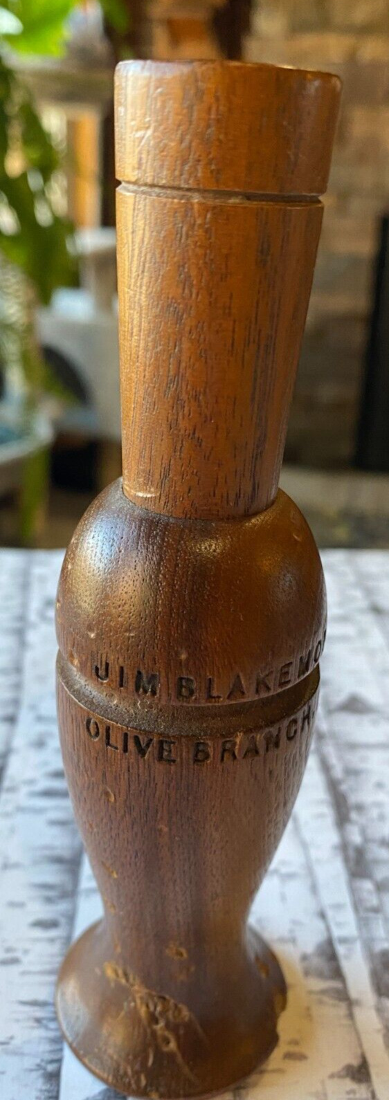Vintage Jim Blakemore Goose Duck Call Olive Branch, Ilinois Walnut 6"
