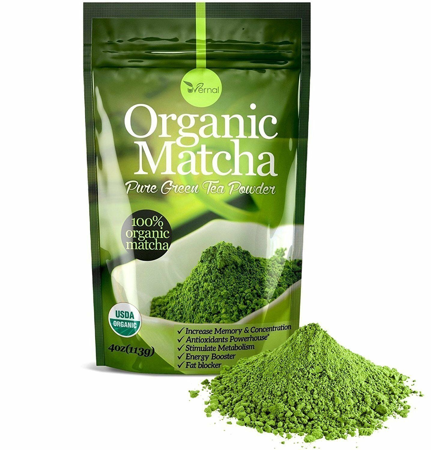 Organic Matcha Green Tea Powder Unsweetened 100% Natural Culinary Grade Starter