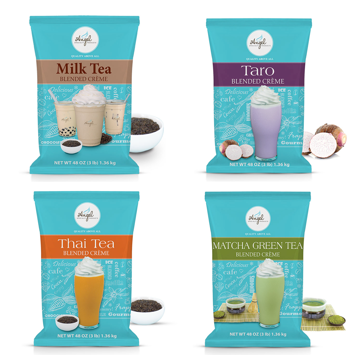 Angel Specialty Products Bubble Tea Boba Drink Frappe Mixes Taro Milk Tea Matcha