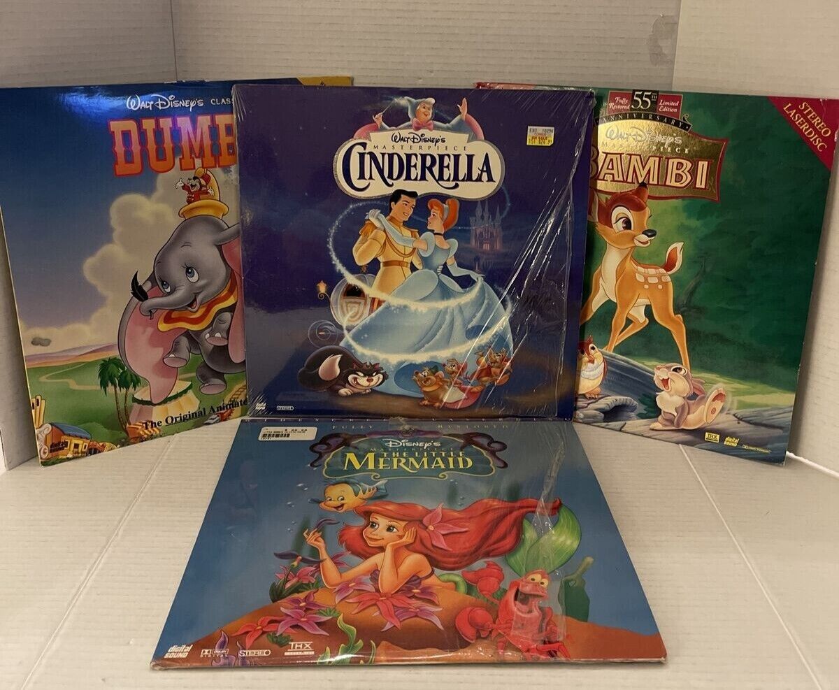 Walt Disney (laserdisc) 4 Movie Lot / Little Mermaid Bambi Dumbo And Cinderella