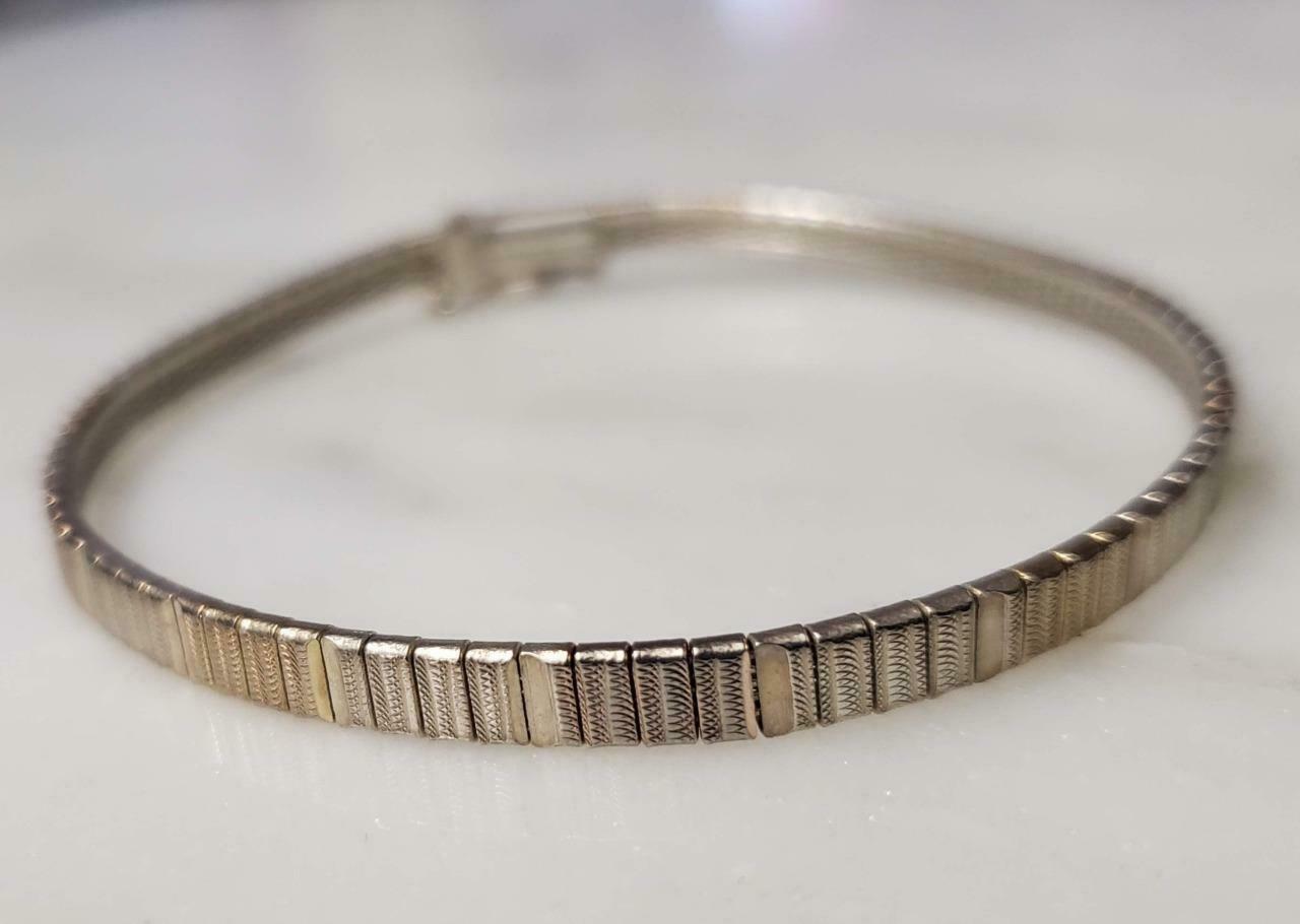 Sterling Silver Textured Omega Chain Bracelet 7-1/4" ~ 8.9 G ~ 3-i201