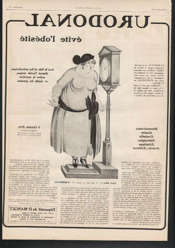 1922 Urodonal Quack Medicine Medical Weight Loss Obesity Gout Health Ad21368