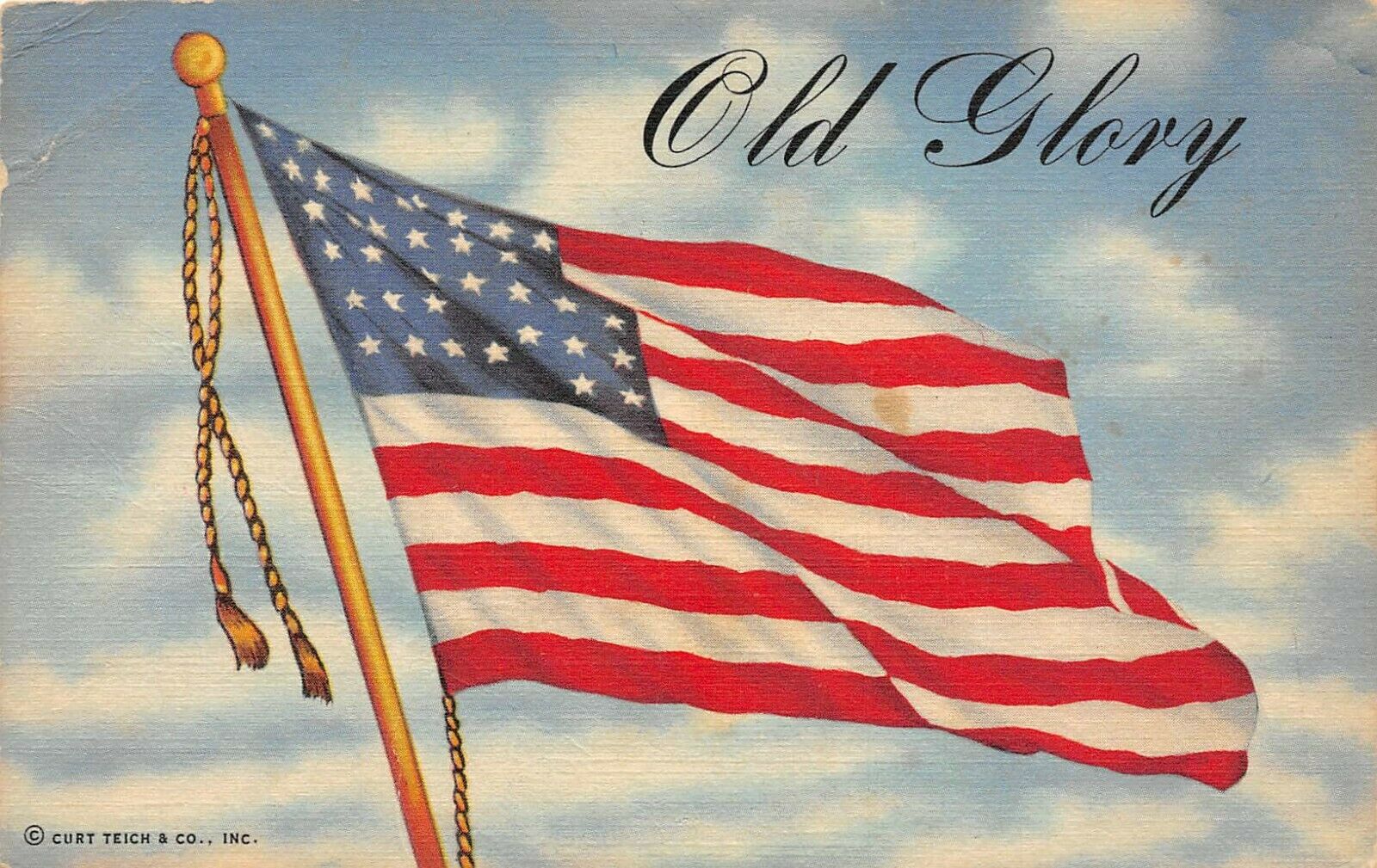 C6666 Old Glory, 48-star American Flag - 1941 Teich Linen Postcard No. 1b-h17