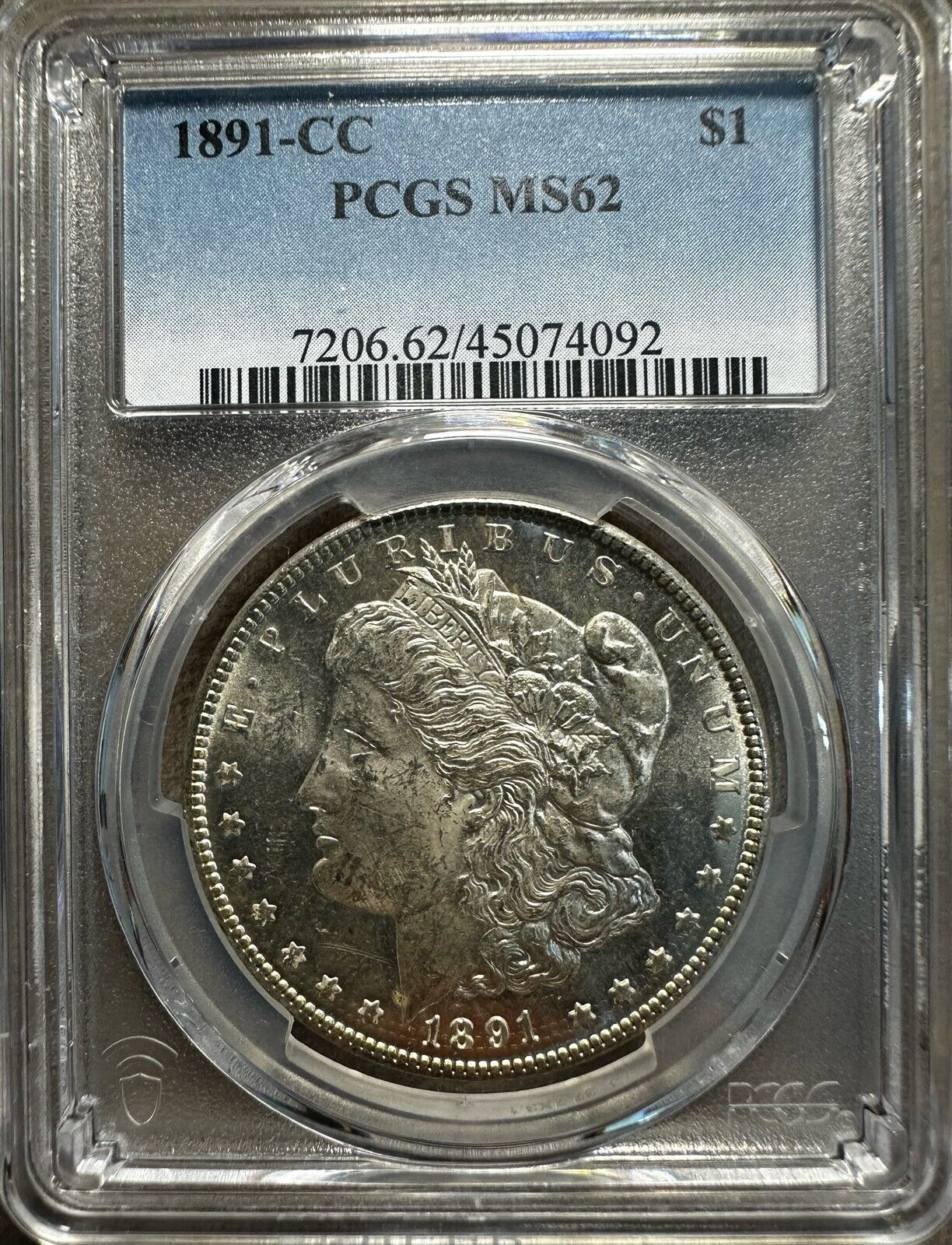Pcgs Ms62 1891 Cc Morgan Dollar 90% Us Mint Silver Dollar $1 Carson City Coin