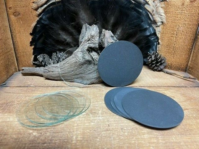 5- 3.5" Gray Slate Surfaces & 5- 3" Glass Sound Boards Turkey Call Supplies