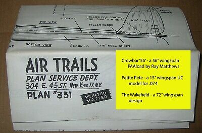 Air Trails Model Airplane Plans Mar 1951: Crowbar 56, Petite Pete, Wakefield