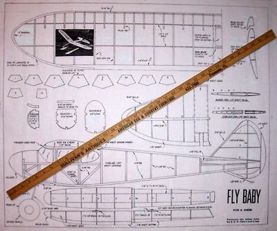 Pete Bowers' Fly Baby Plan + Parts Patterns For 48" Ot Ff Or Rc Model Airplane
