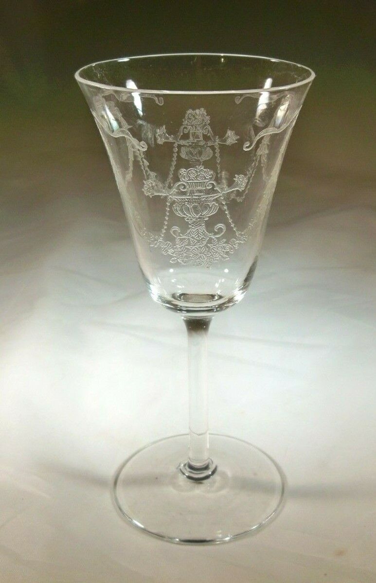 Fostoria Glass Garland Etch #237 Crystal 5-1/8" Tall #766 2-ounce Wine Goblet!