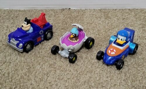 Lot Of 3 Disney Mickey Mouuse Roadster Racers Diecast Tow Truck Cabin Cruiser